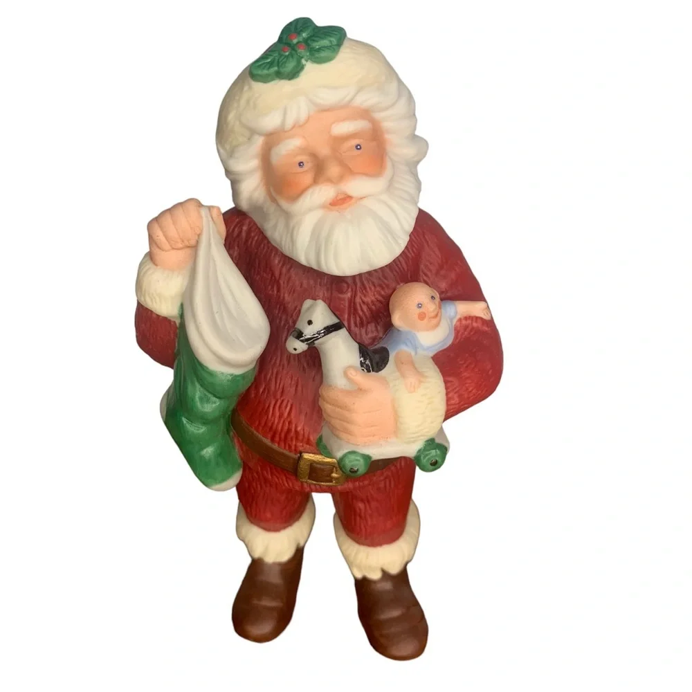 Vtg 80's Hallmark‎ 1986 Jolly St Nick Santa Figure Ornament Porcelain With Box